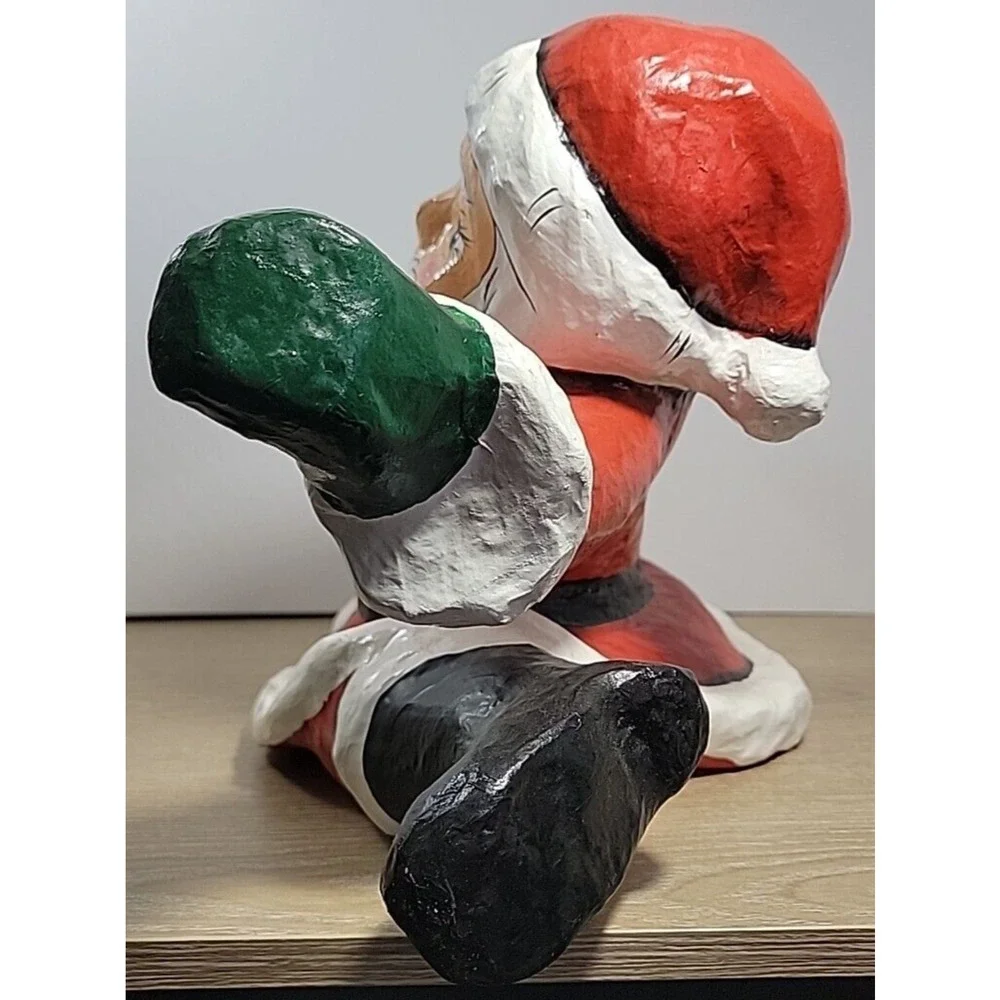 Large Vintage Paper Mache Hand painted Santa Claus‎ Christmas Decoration